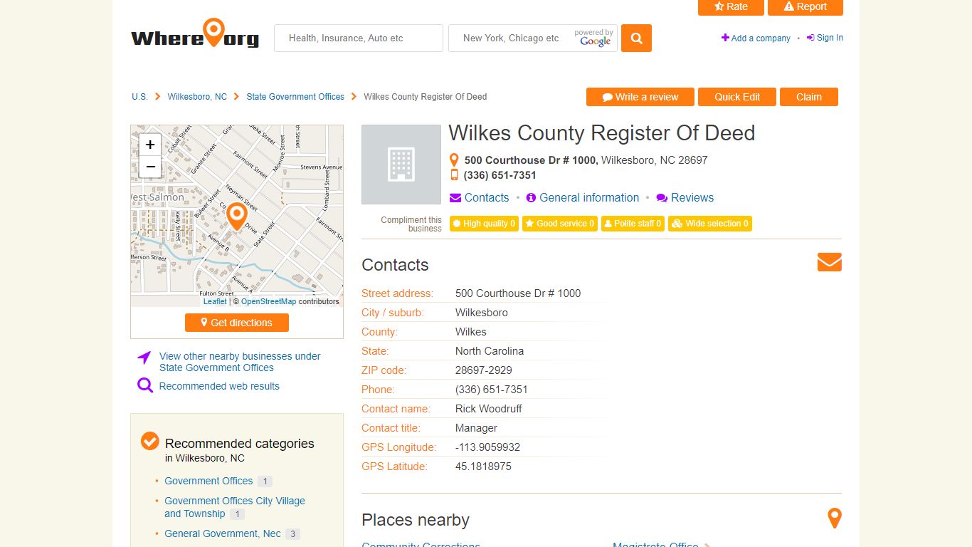 Wilkes County Register Of Deed in Wilkesboro, NC