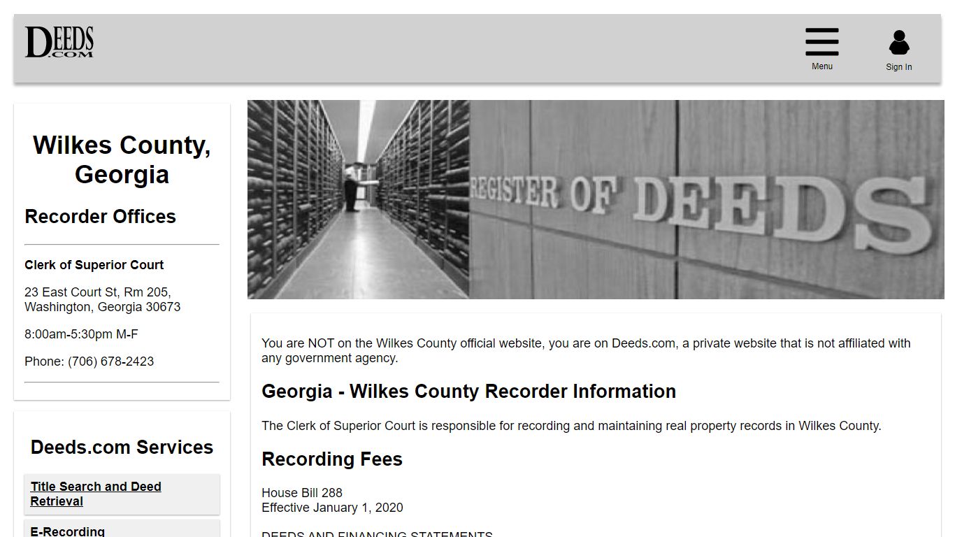 Wilkes County Recorder Information Georgia - Deeds.com